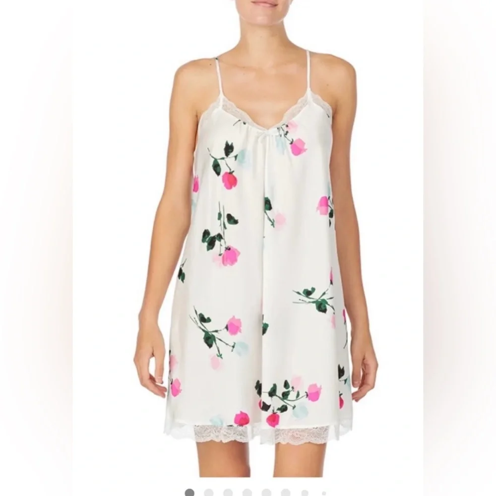Kate Spade Intimates, White & Pink Floral Nightgown Sz S Very Good Condition